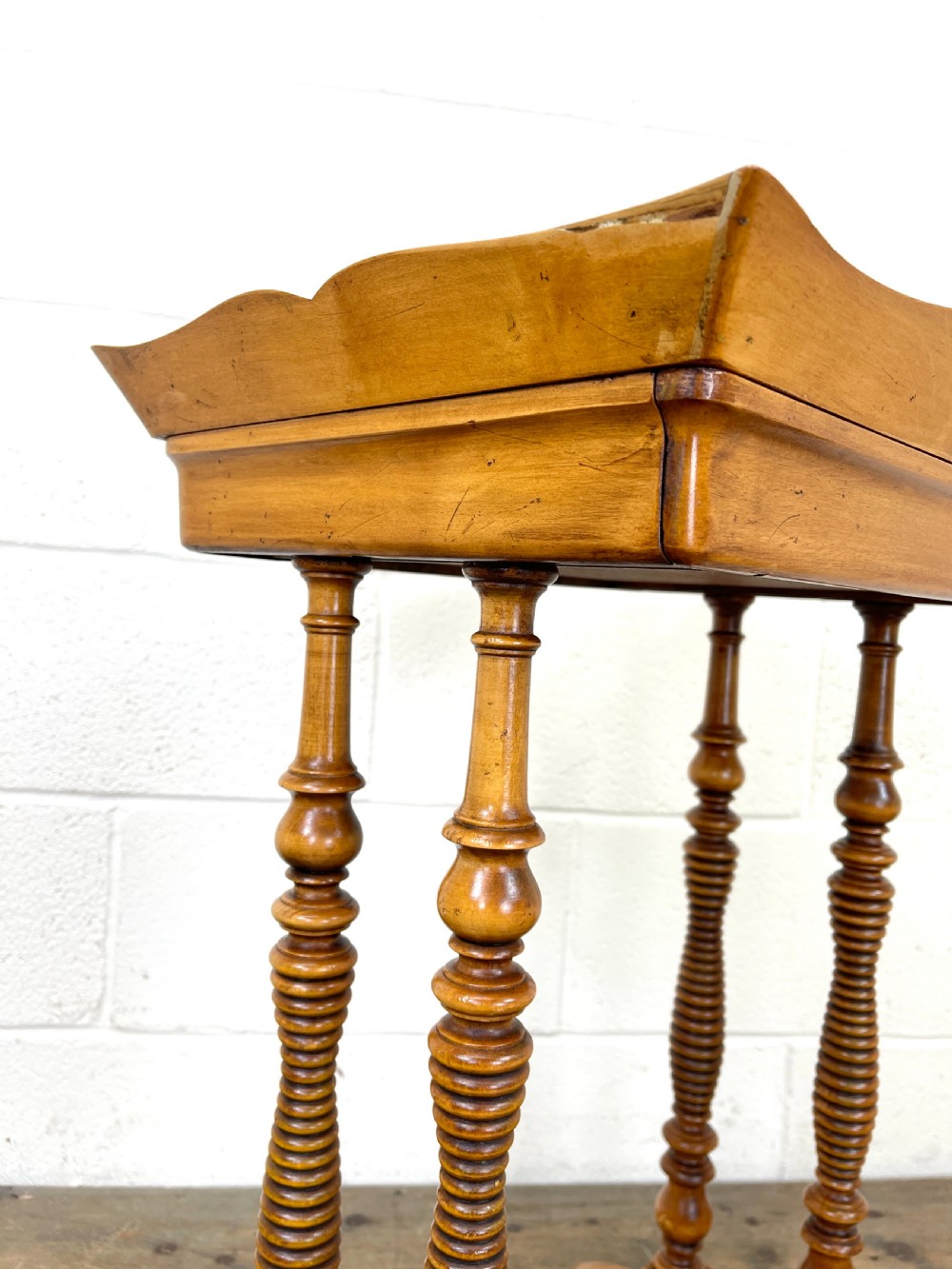 Antique Satin Birch Tray Top Side Table  View VI