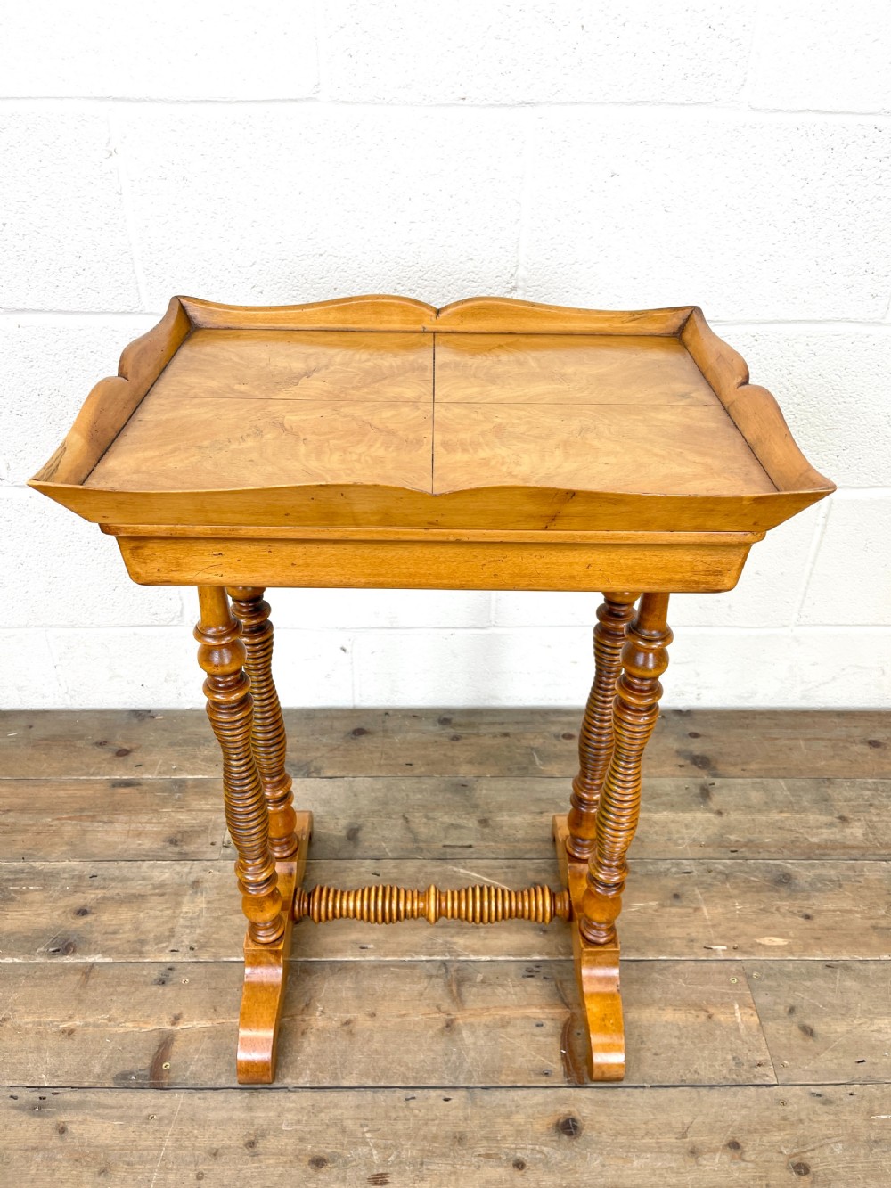 Antique Satin Birch Tray Top Side Table  View VII