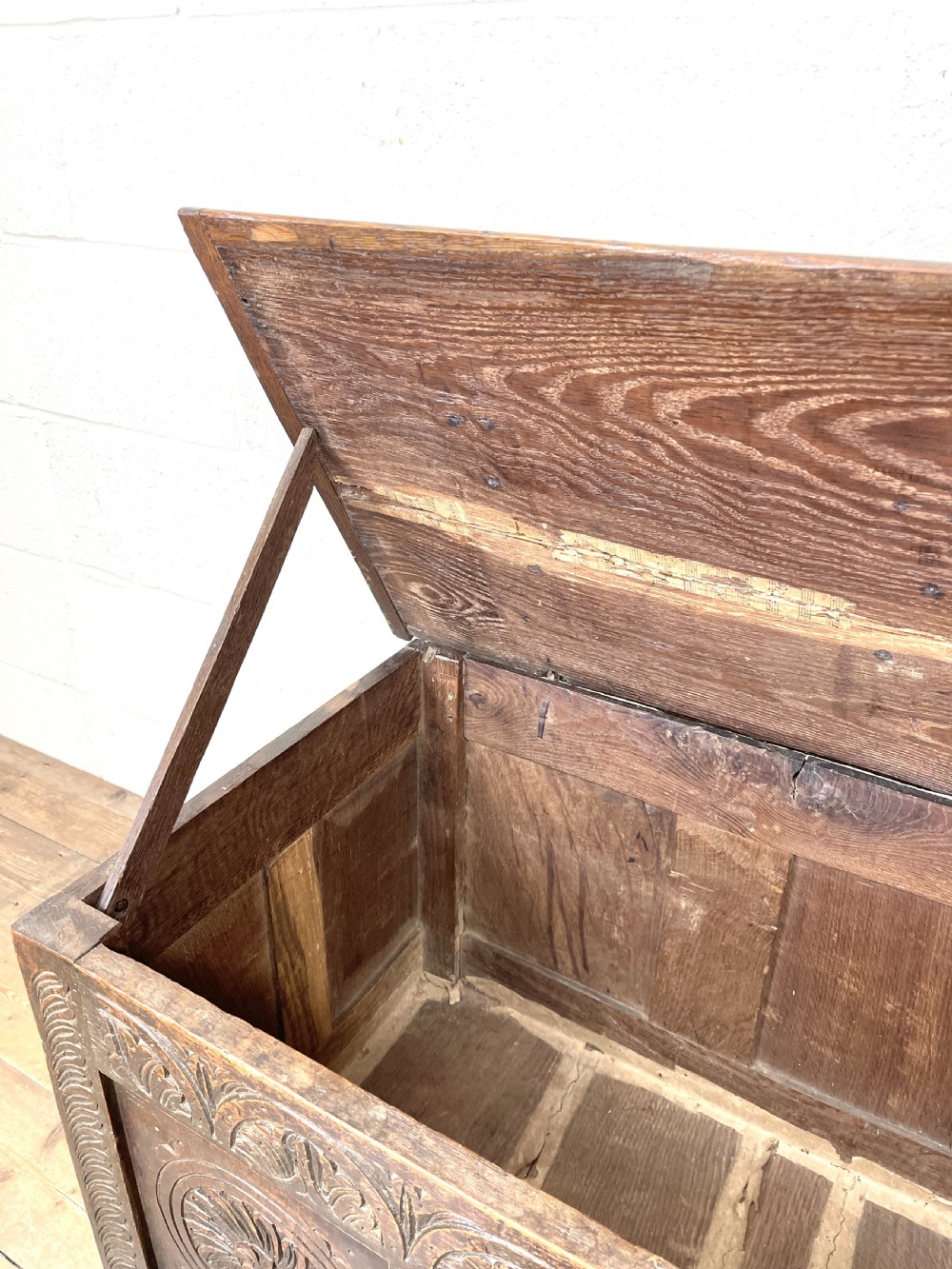 Antique 18th Century Carved Oak Coffer View V