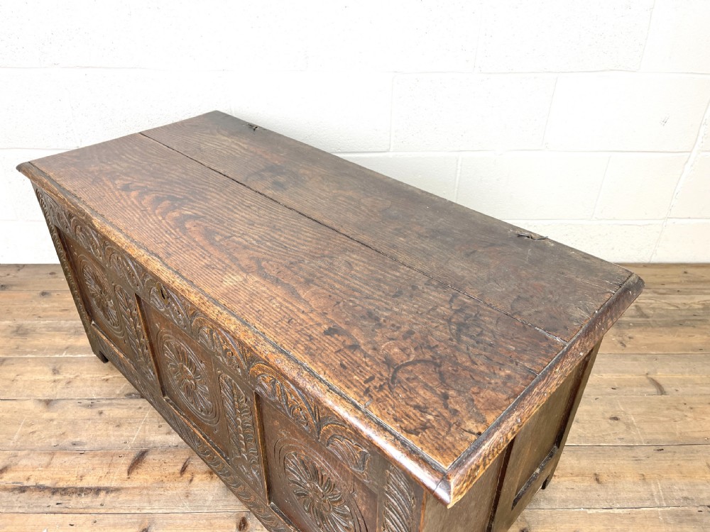 Antique 18th Century Carved Oak Coffer View VII