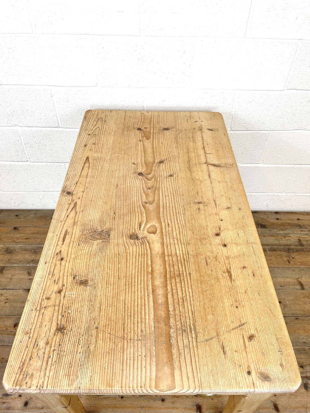 Antique Rustic Pine Farmhouse Kitchen Table View X