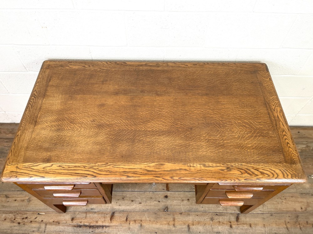 Early 20th Century Antique Oak Pedestal Desk View VIII