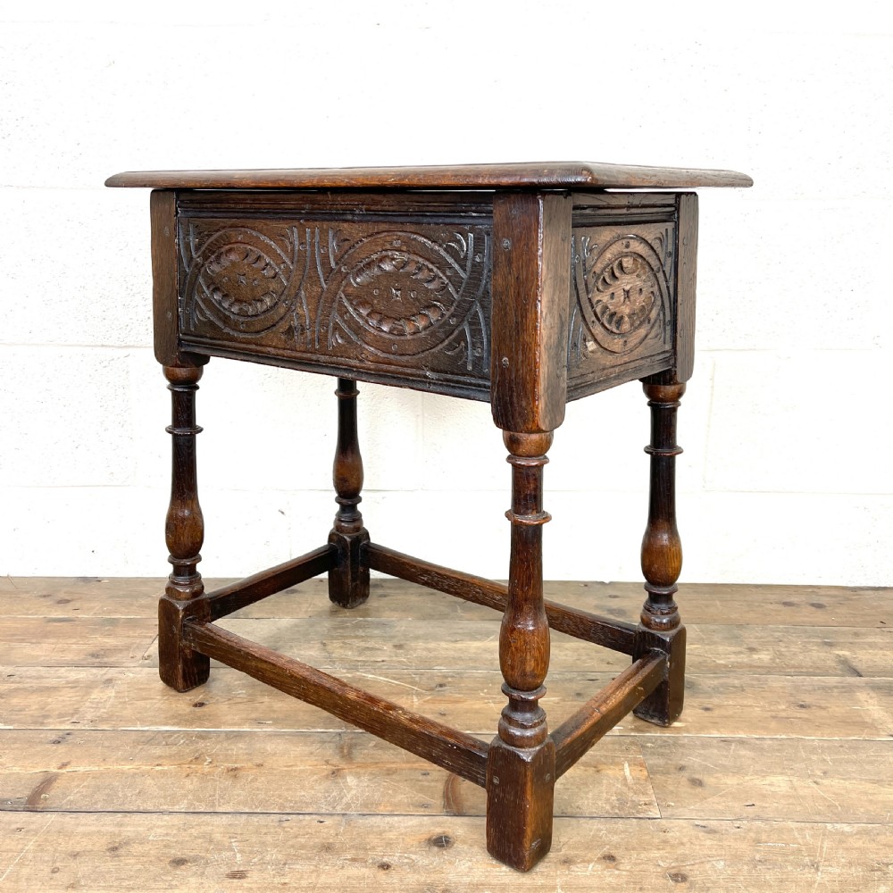 Antique Joined Oak Side Table with Storage