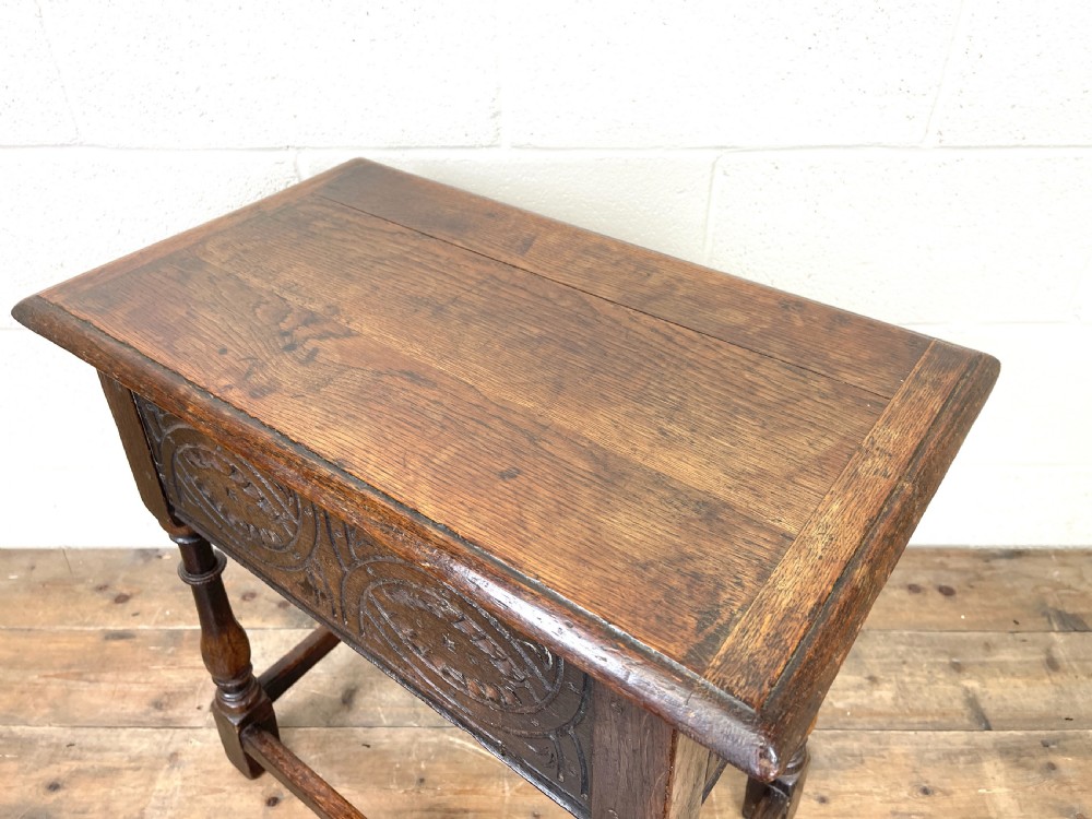 Antique Joined Oak Side Table with Storage View II
