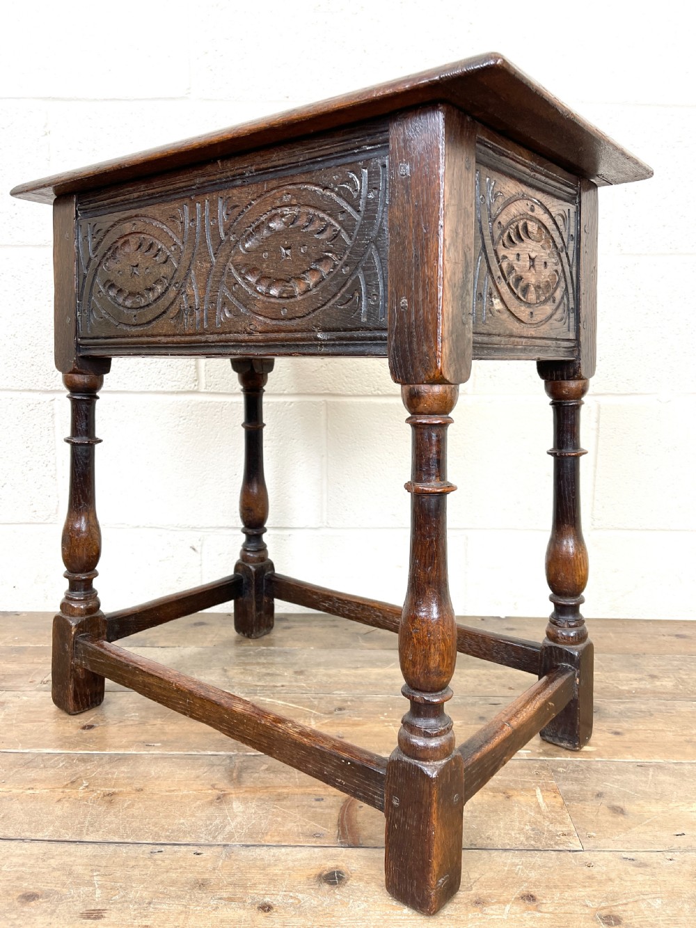 Antique Joined Oak Side Table with Storage View IV