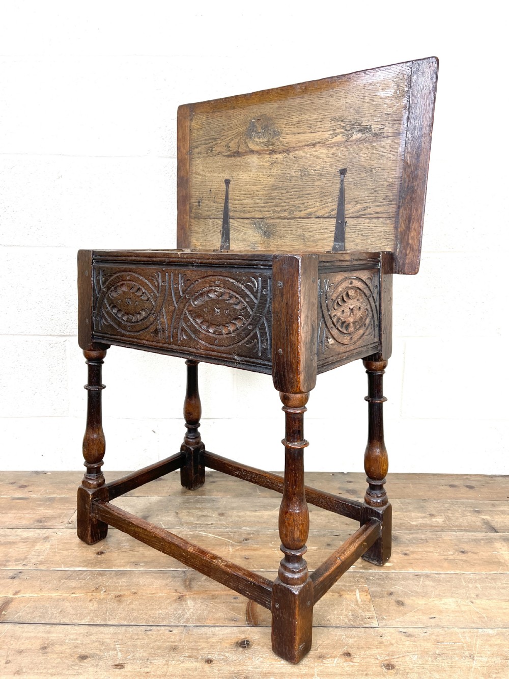 Antique Joined Oak Side Table with Storage View V
