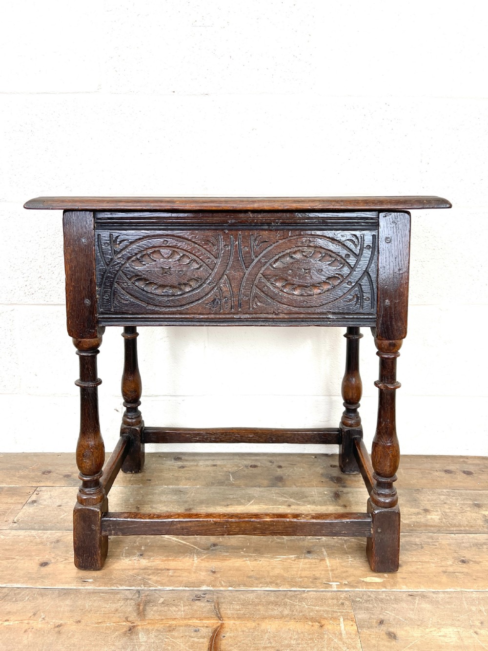 Antique Joined Oak Side Table with Storage View VIII