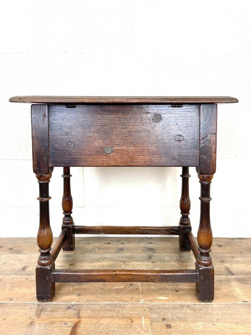 Antique Joined Oak Side Table with Storage View IX