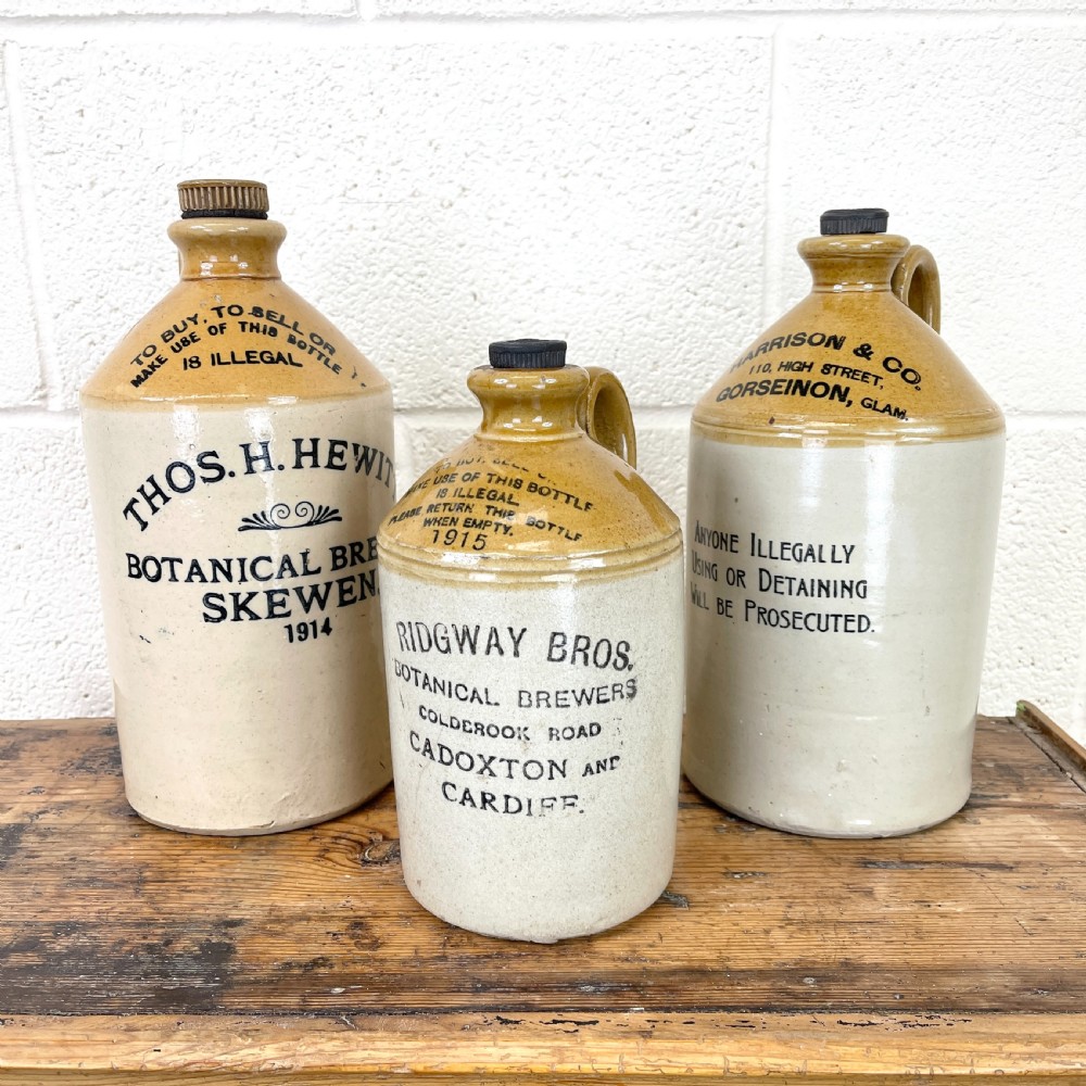 Three Welsh Stoneware Flagons