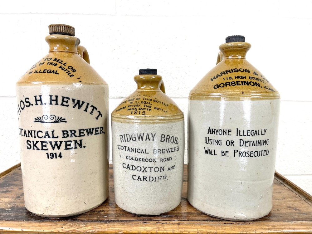 Three Welsh Stoneware Flagons View II