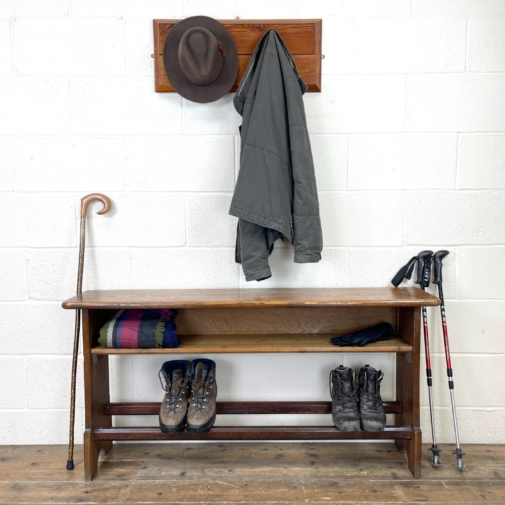 Antique Oak and Pine Porch Bench View II