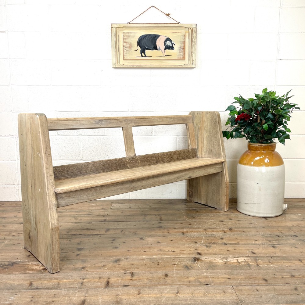 Rustic Oak Bench with Open Back View II