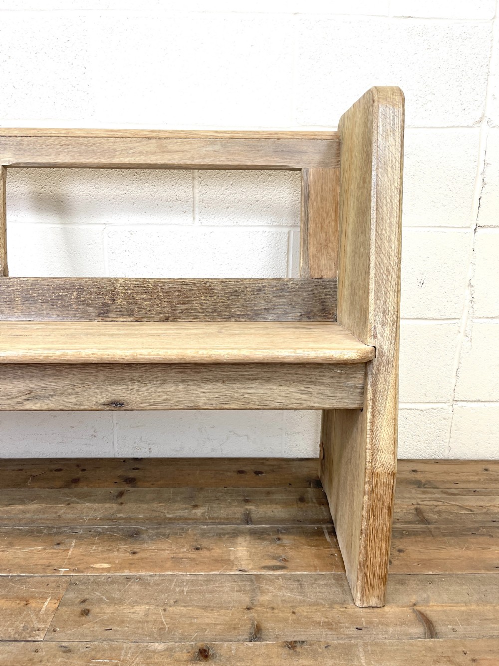 Rustic Oak Bench with Open Back View IV