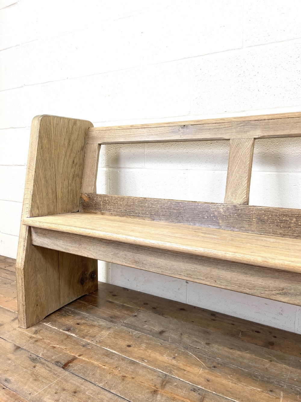 Rustic Oak Bench with Open Back View V