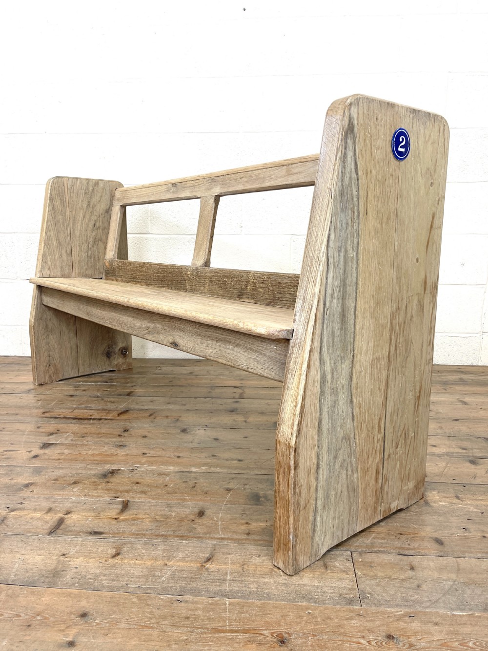 Rustic Oak Bench with Open Back View VI