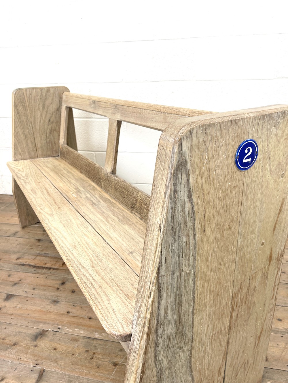 Rustic Oak Bench with Open Back View VIII