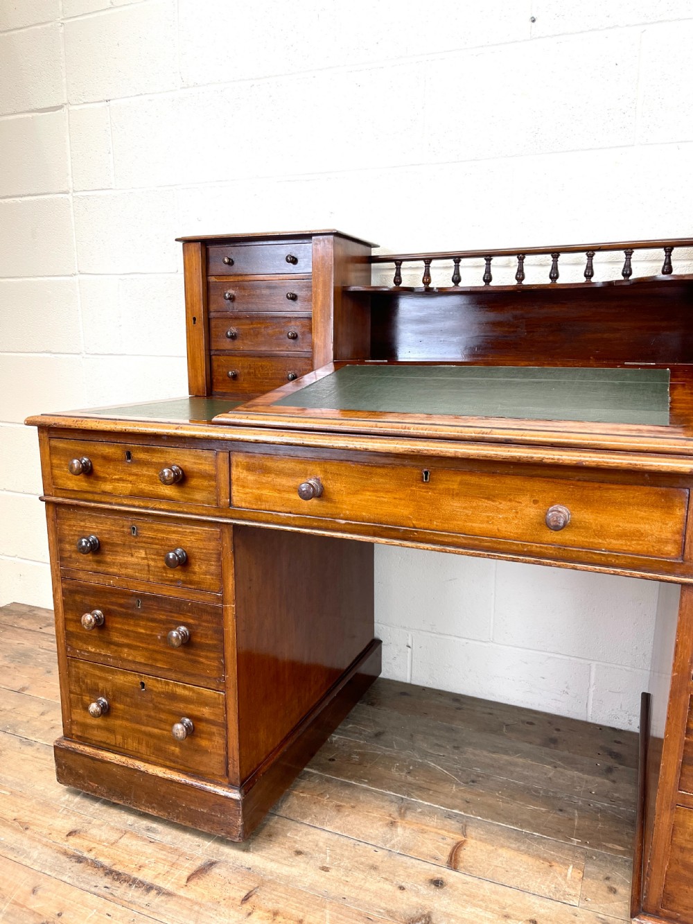 Large Victorian Mahogany Dickens Desk View III