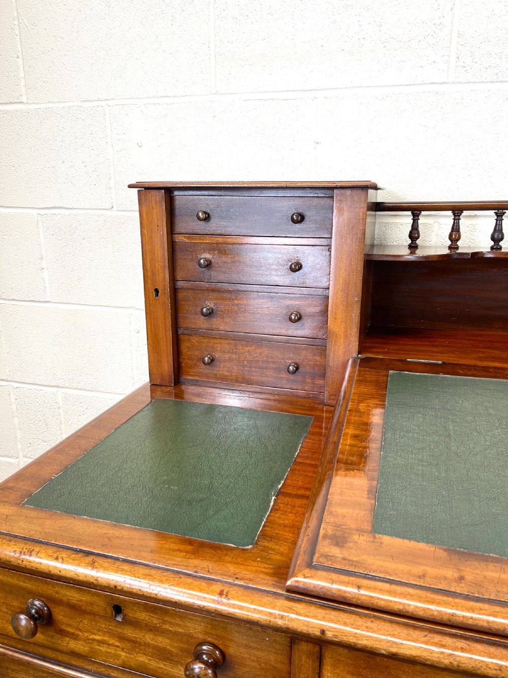 Large Victorian Mahogany Dickens Desk View IV