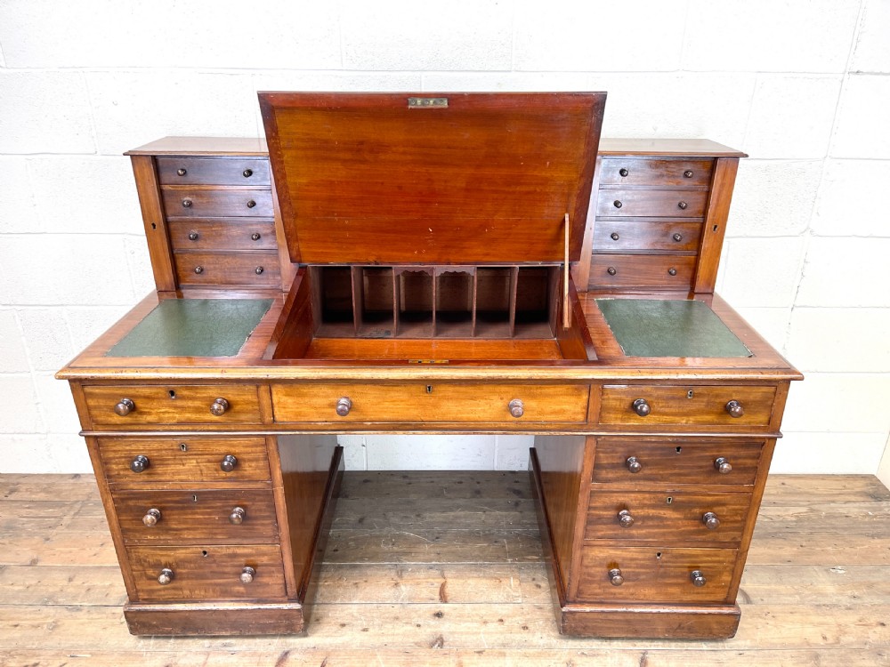 Large Victorian Mahogany Dickens Desk View V