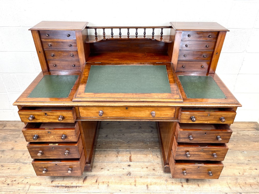 Large Victorian Mahogany Dickens Desk View VI