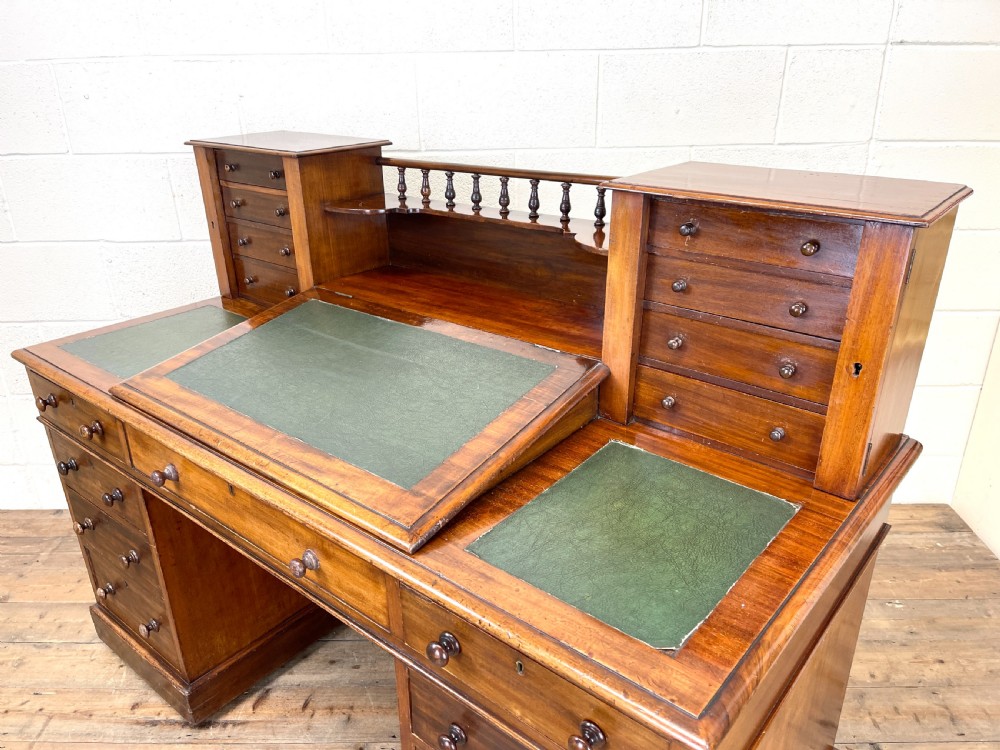 Large Victorian Mahogany Dickens Desk View VIII