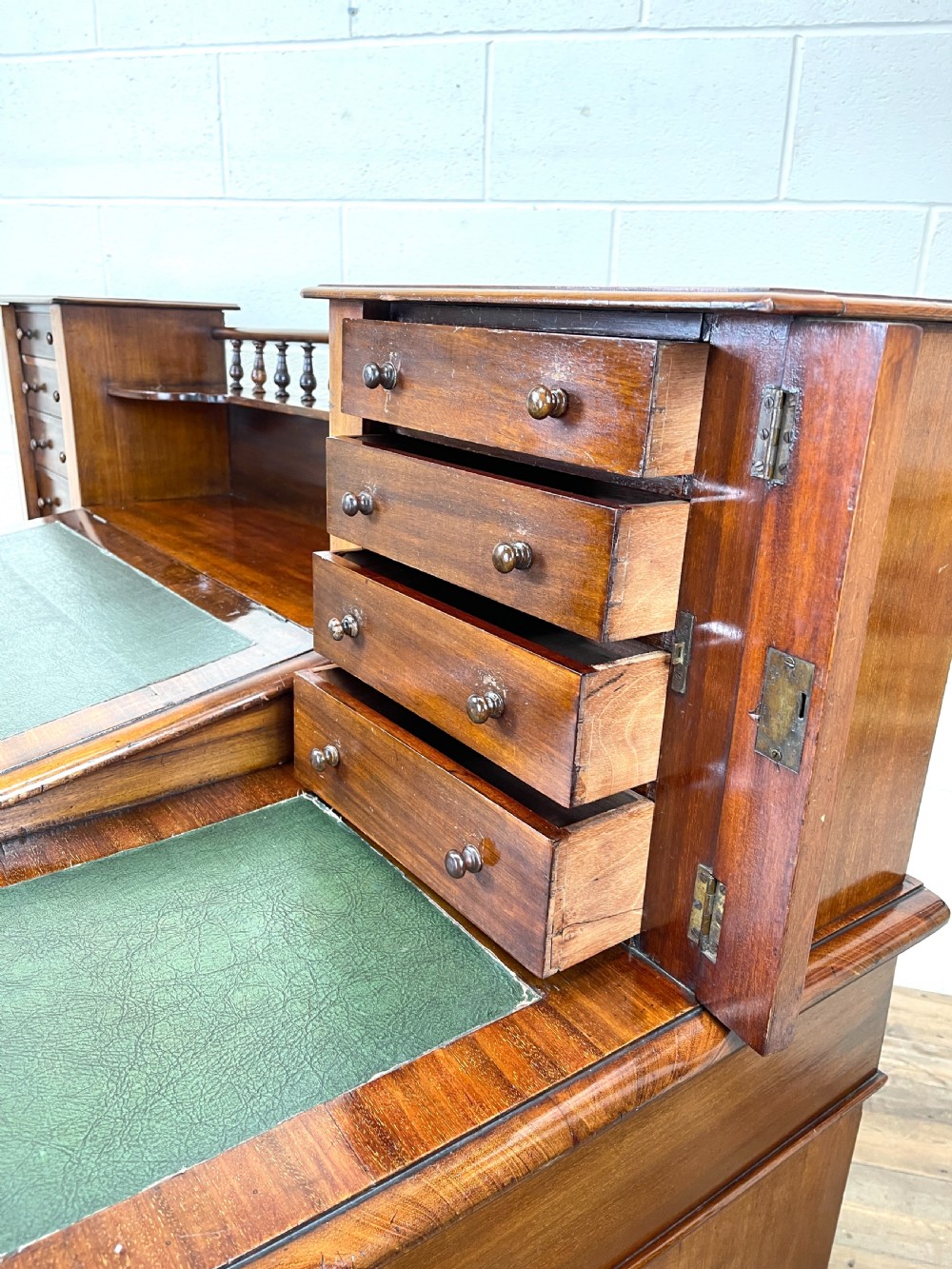 Large Victorian Mahogany Dickens Desk View X