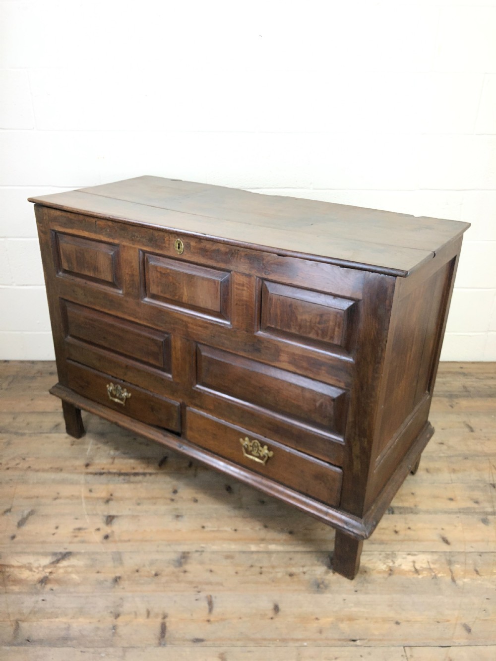 Antique 18th Century Welsh oak mule chest View XVIII