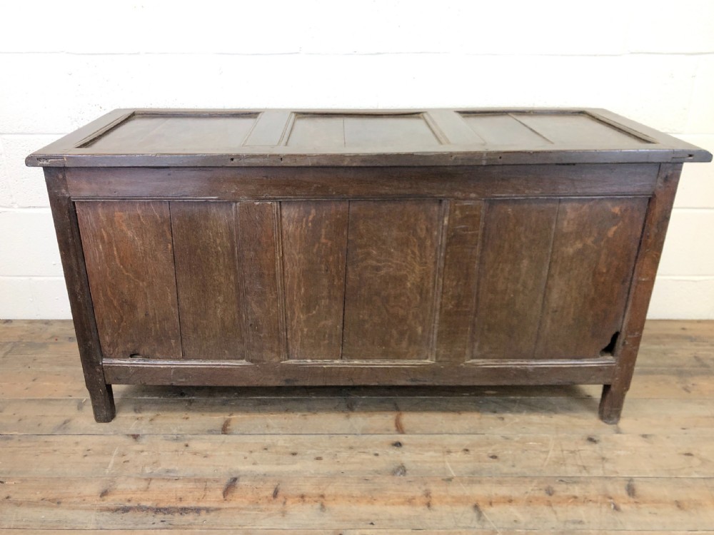 Antique 18th Century Oak Coffer with Three Panel Front