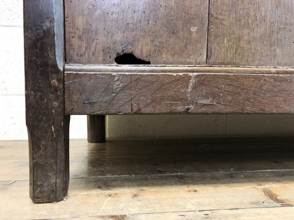 Antique 18th Century Oak Coffer with Three Panel Front View II