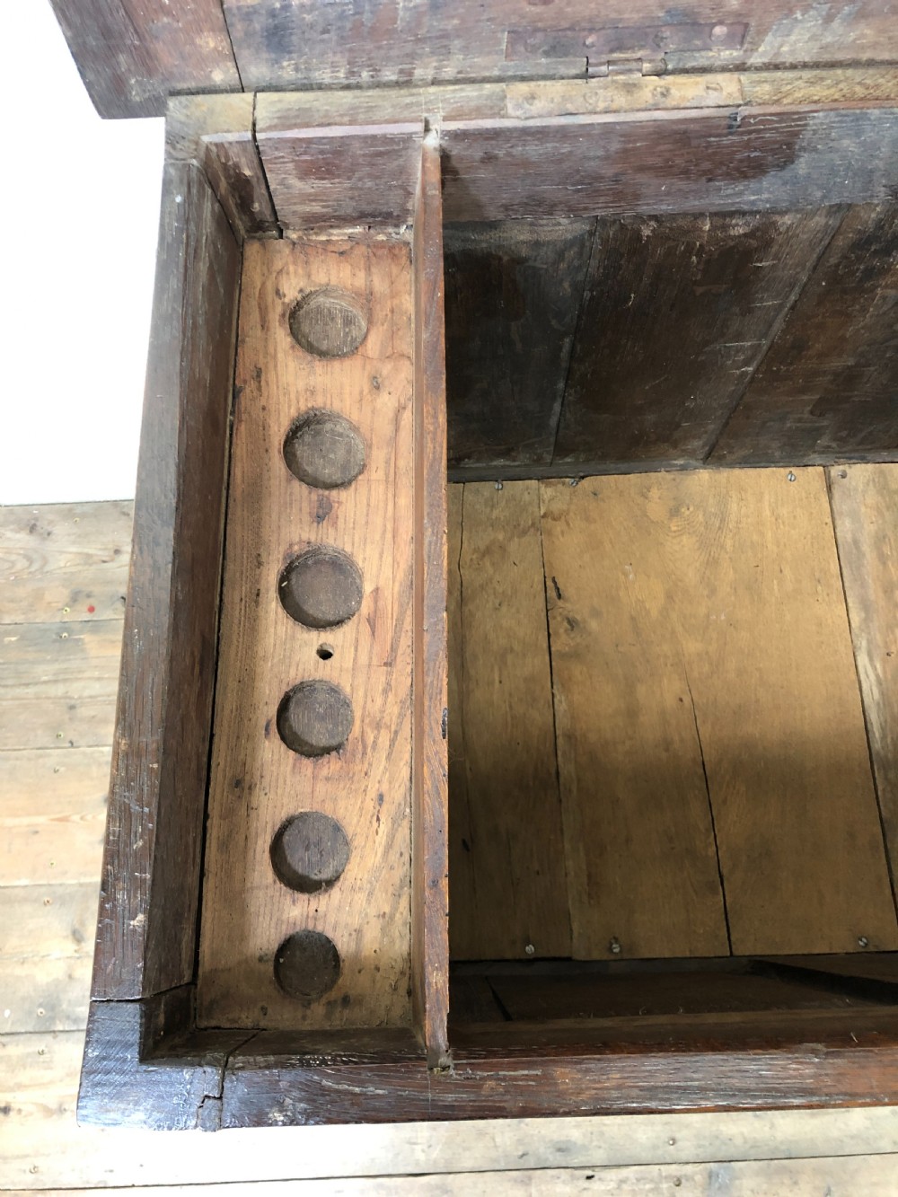 Antique 18th Century Oak Coffer with Three Panel Front View VI