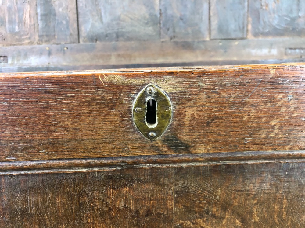 Antique 18th Century Oak Coffer with Three Panel Front View VIII
