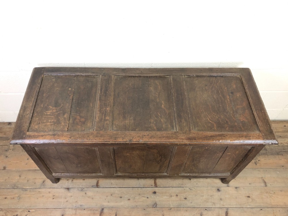 Antique 18th Century Oak Coffer with Three Panel Front View XI