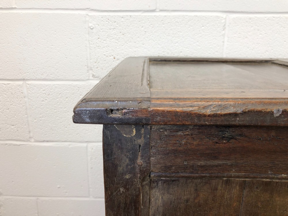 Antique 18th Century Oak Coffer with Three Panel Front View XVI