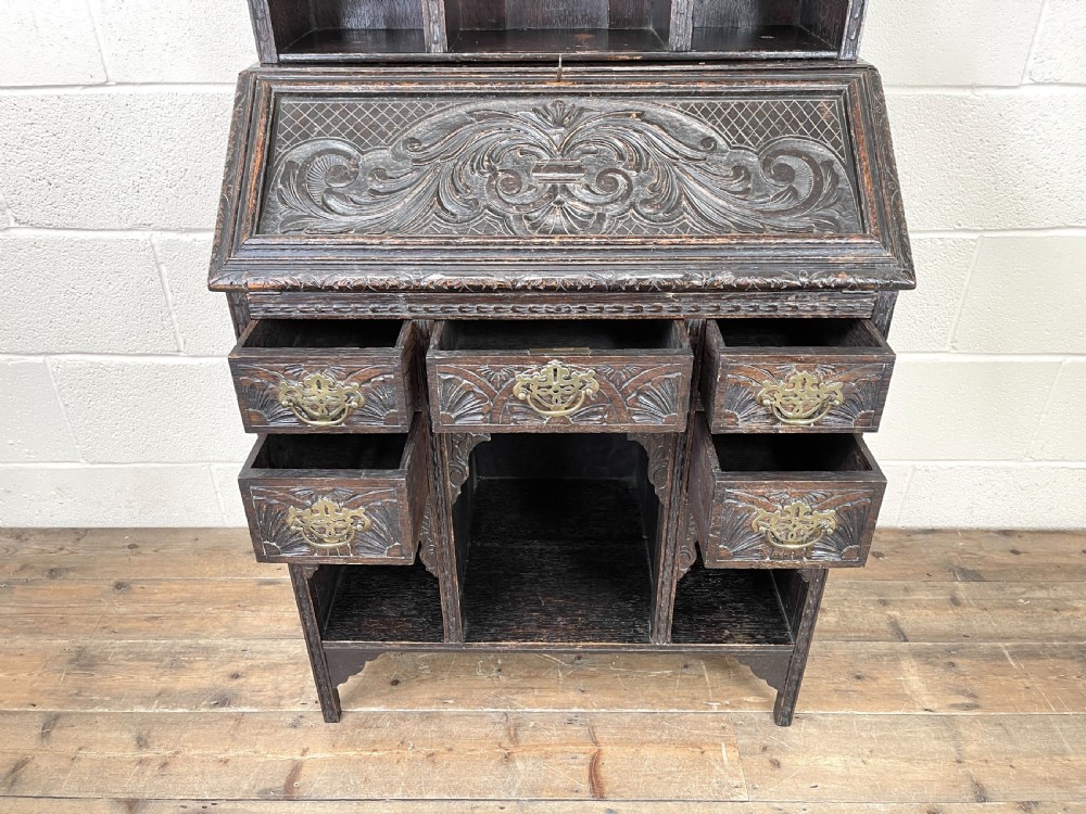 Antique Victorian Oak Bureau Bookcase View III