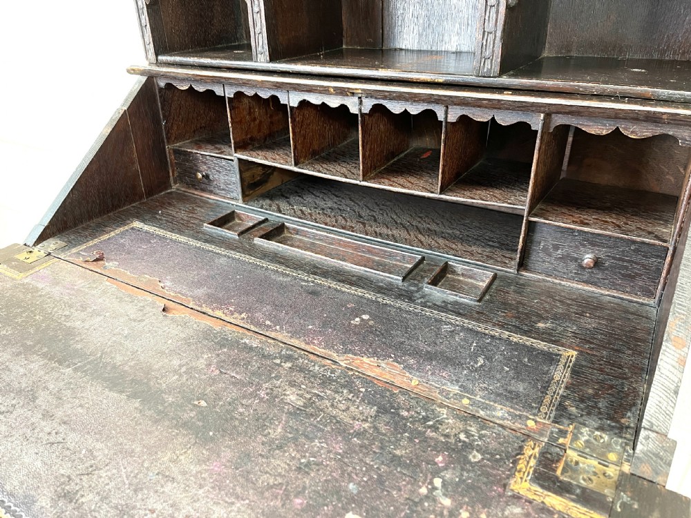 Antique Victorian Oak Bureau Bookcase View V
