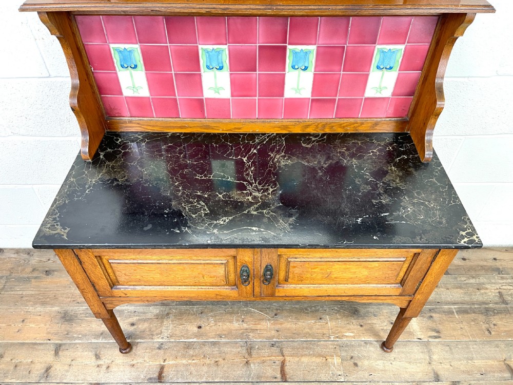 Antique Oak and Marble Washstand View III
