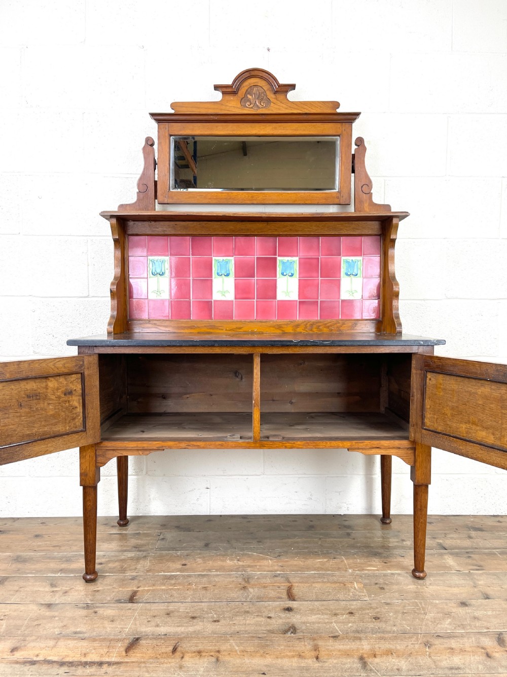 Antique Oak and Marble Washstand View V