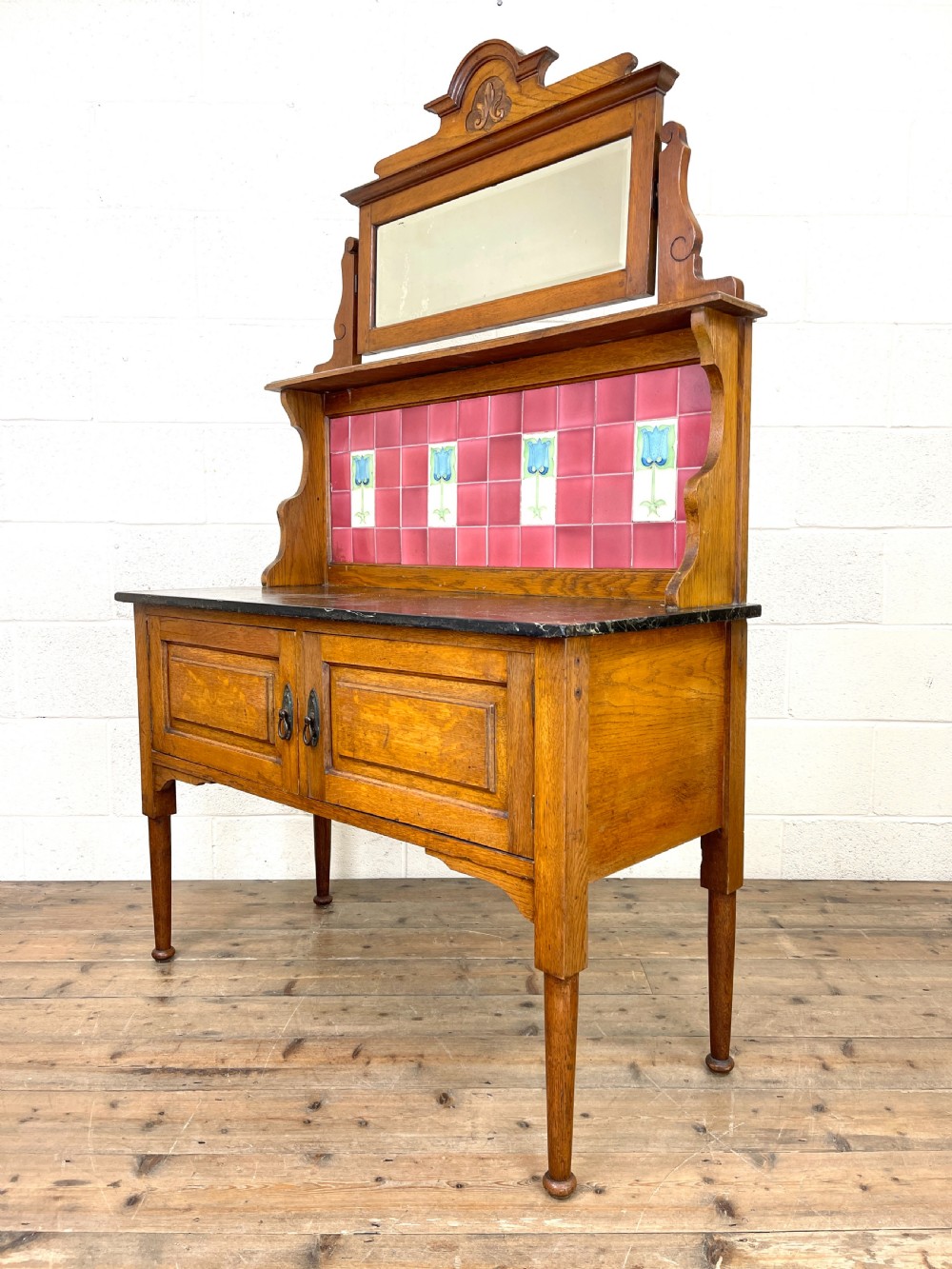 Antique Oak and Marble Washstand View VI