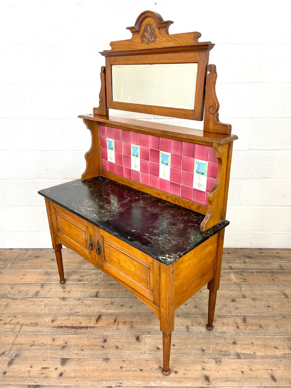 Antique Oak and Marble Washstand View VII