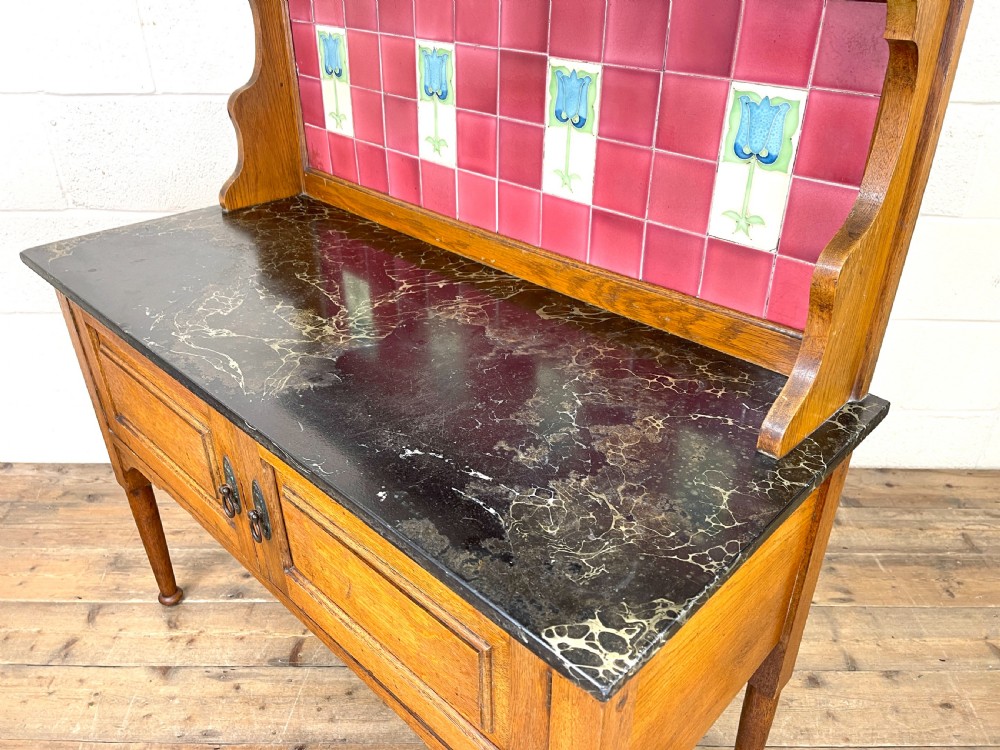 Antique Oak and Marble Washstand View VIII