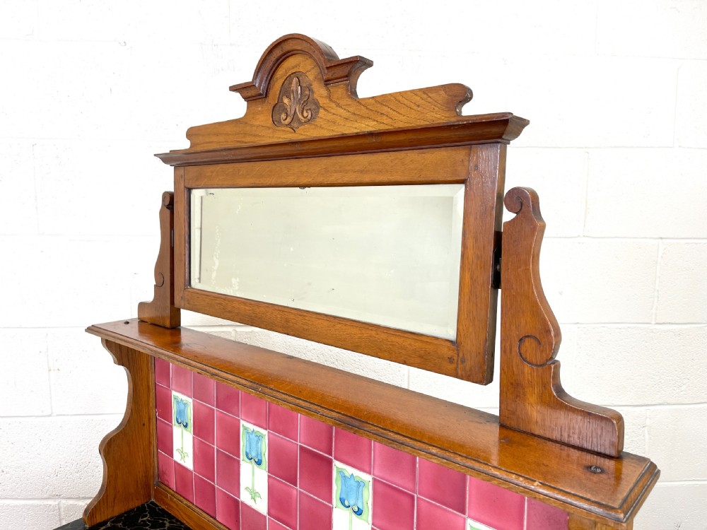 Antique Oak and Marble Washstand View IX