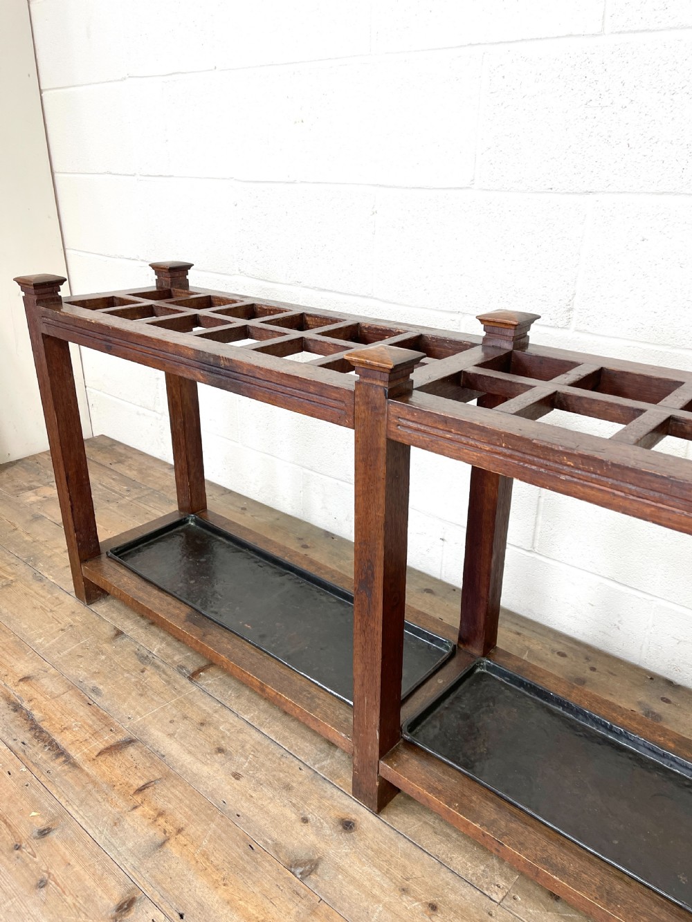 Large Antique Oak Stick Stand View V