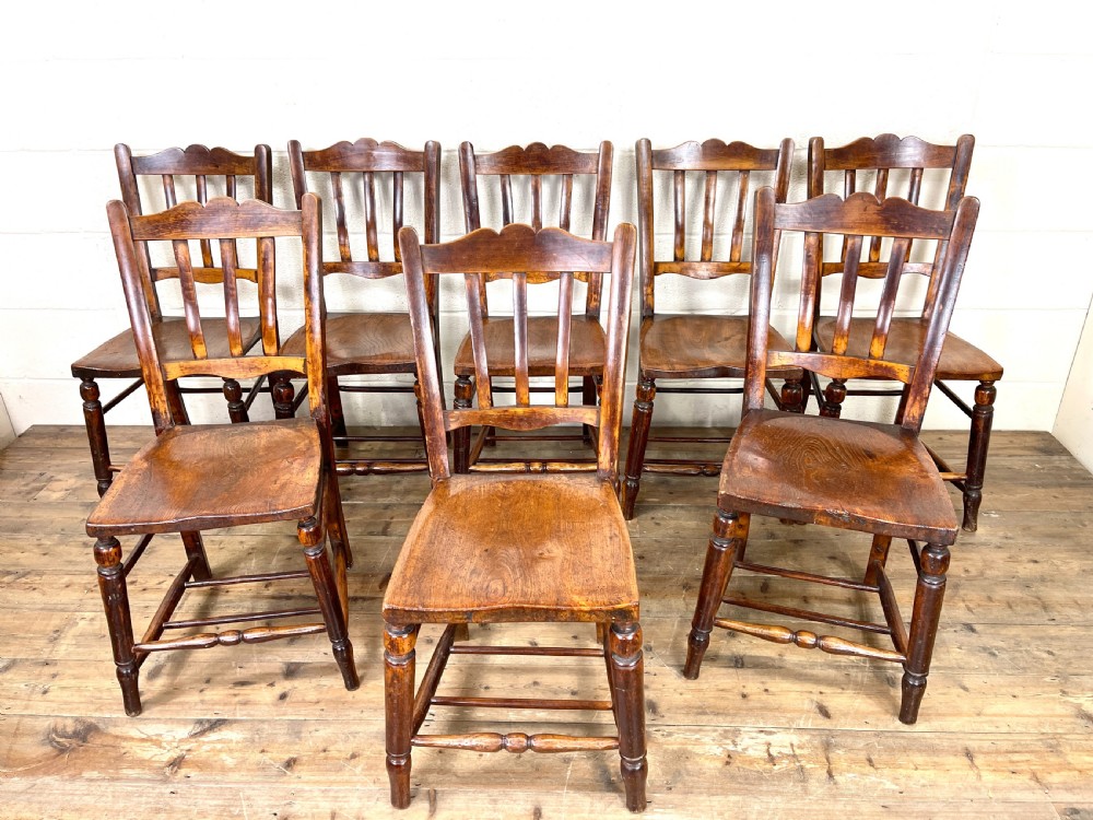 Set of Eight Antique Kitchen Chairs View IV