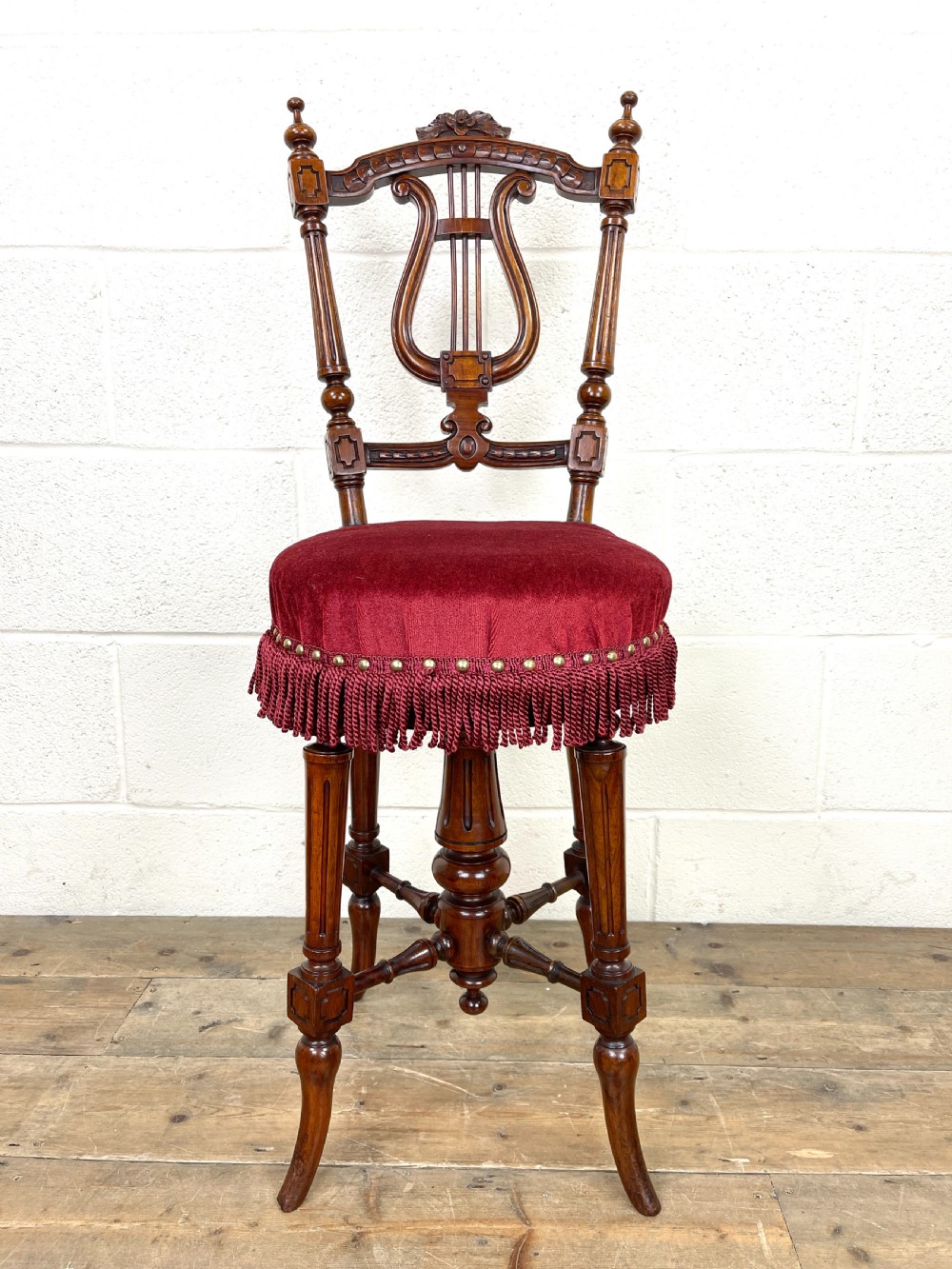 Antique Victorian Musician’s Stool and Footstool View II