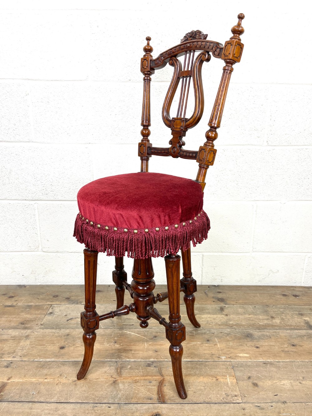 Antique Victorian Musician’s Stool and Footstool View VI