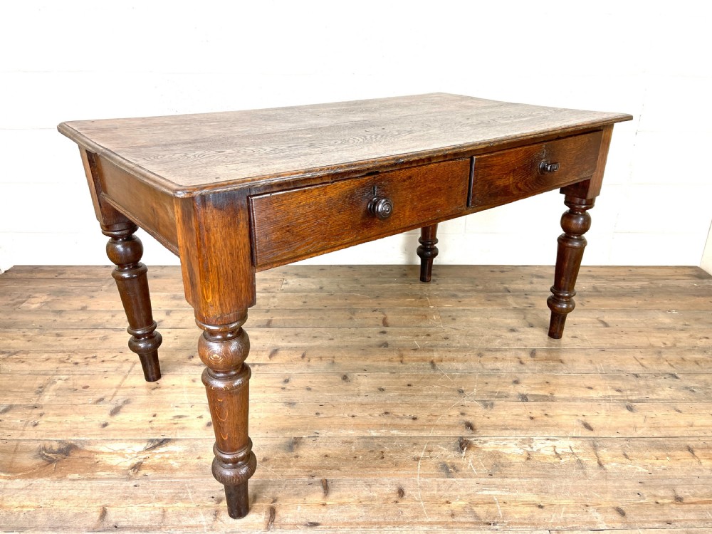 Antique Oak Farmhouse Kitchen Table View II