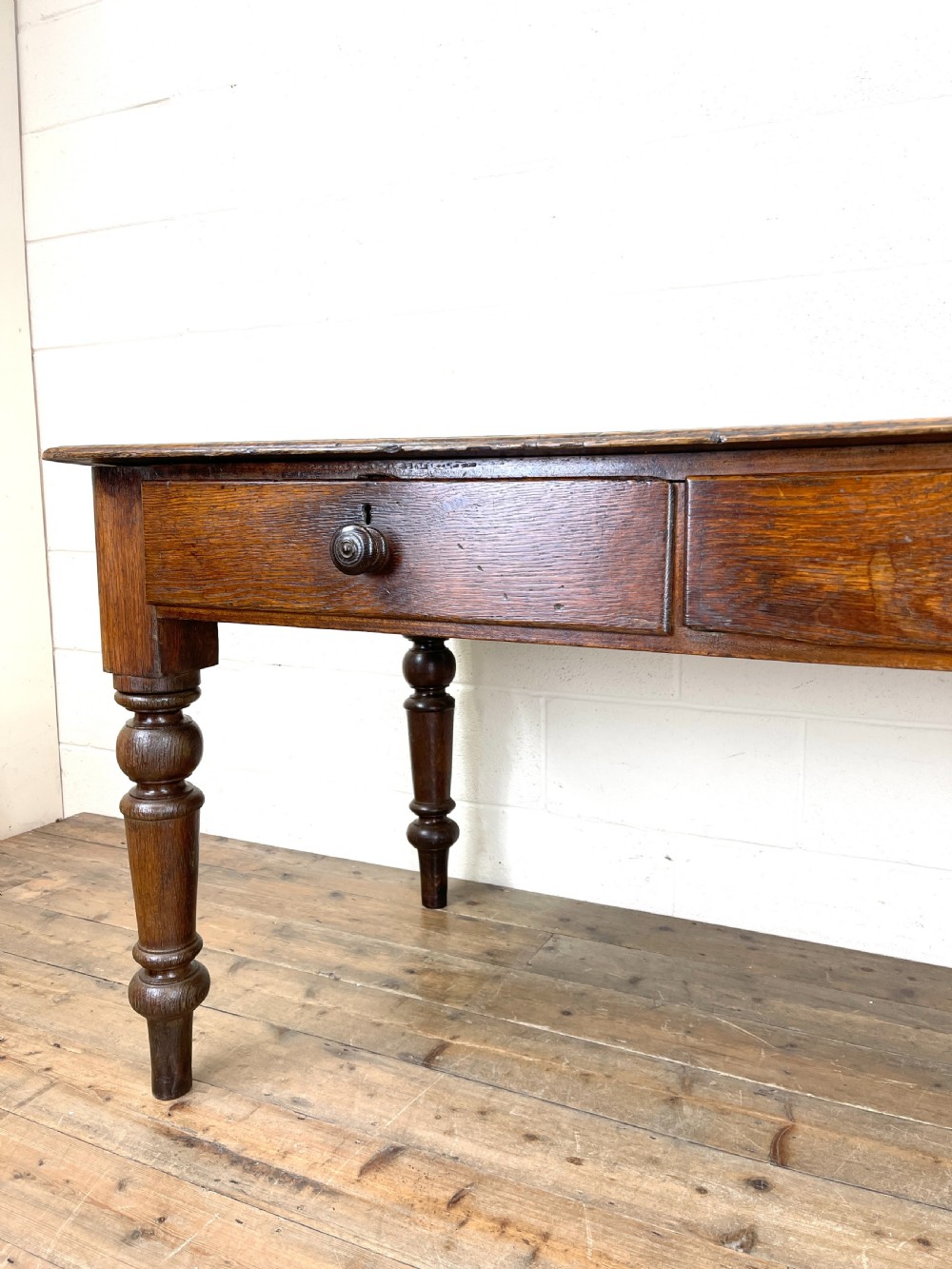 Antique Oak Farmhouse Kitchen Table View V