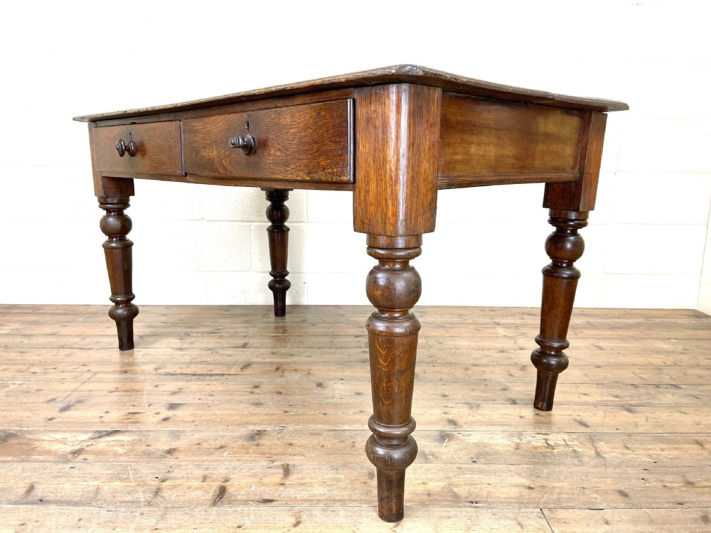 Antique Oak Farmhouse Kitchen Table View VI
