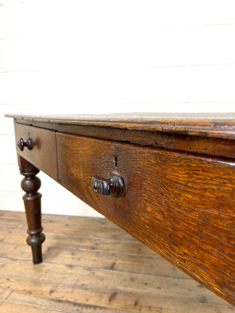 Antique Oak Farmhouse Kitchen Table View VIII