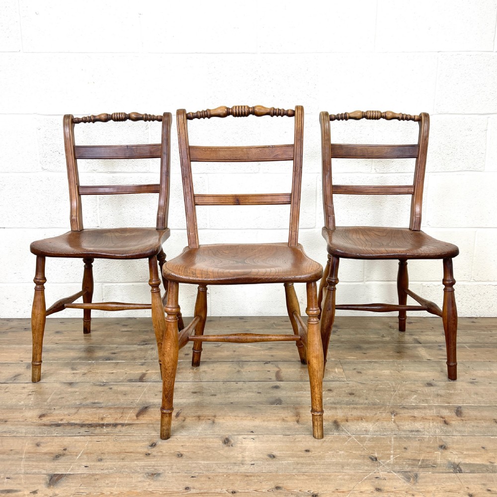 Set of Three Antique Elm Chairs